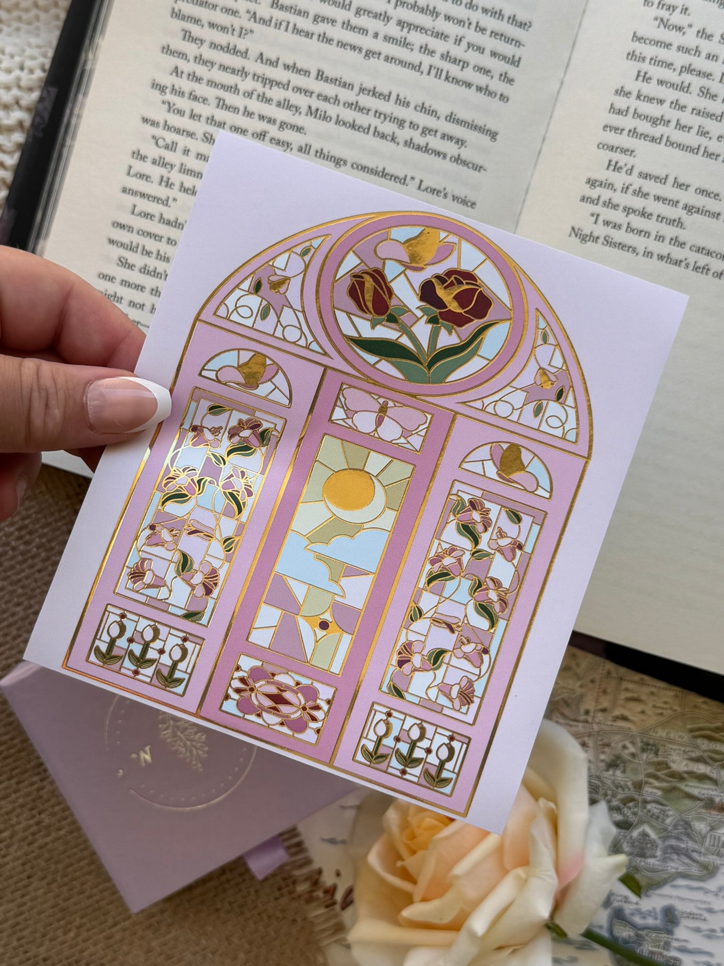 PREORDER Pink Stained Glass Window E-Reader Insert