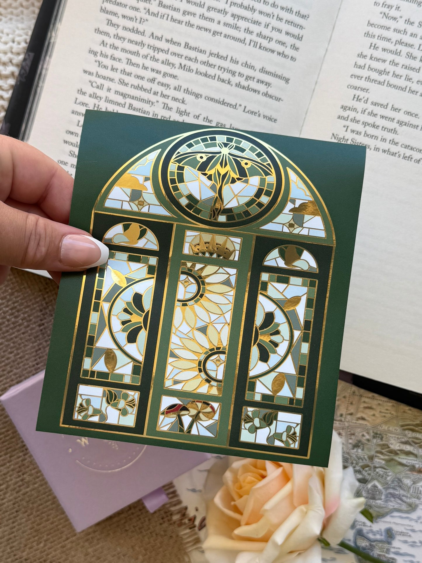 PREORDER Green Stained Glass Window E-Reader Insert