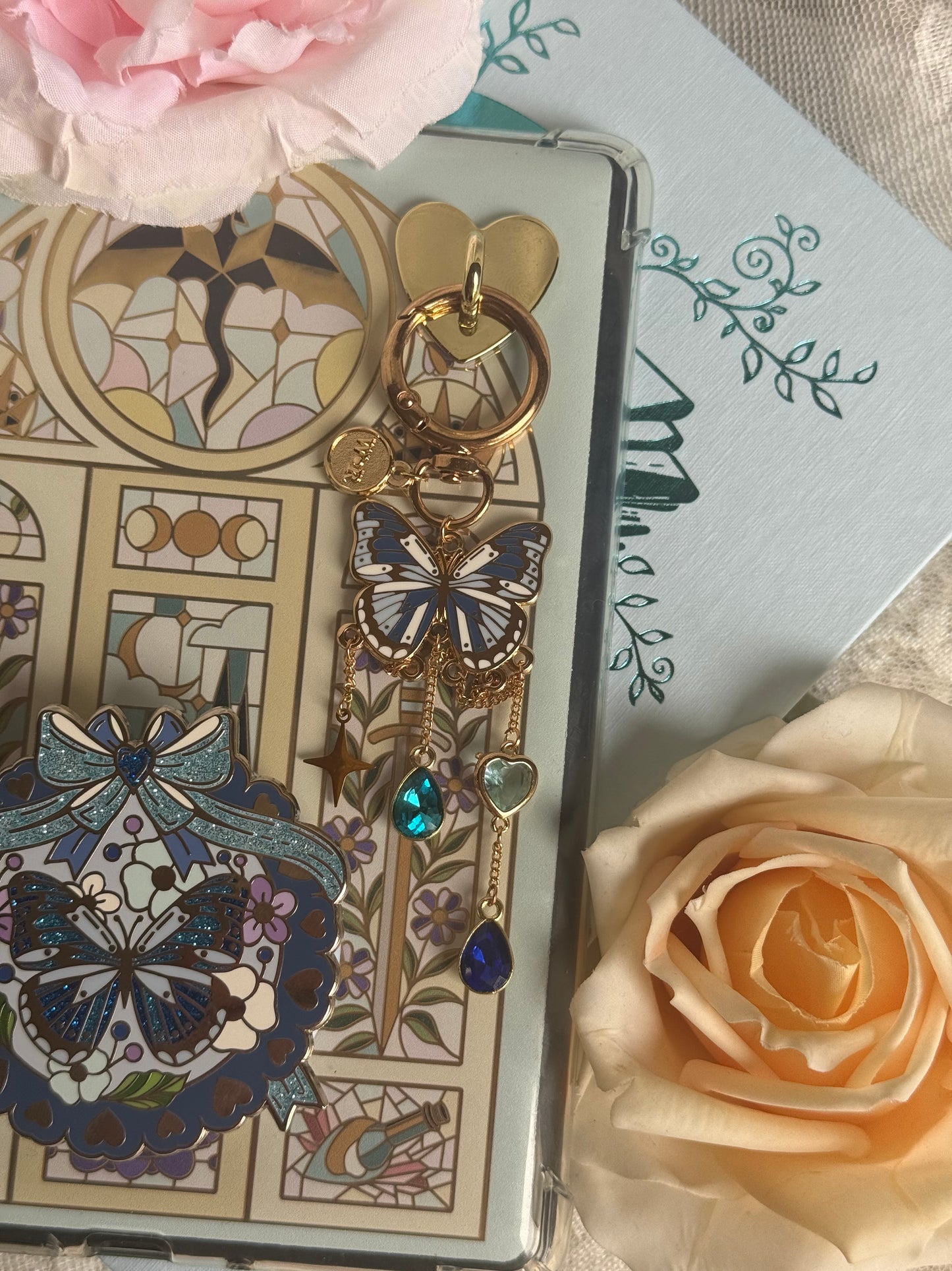 Blue Butterfly E-reader and Bag Charm