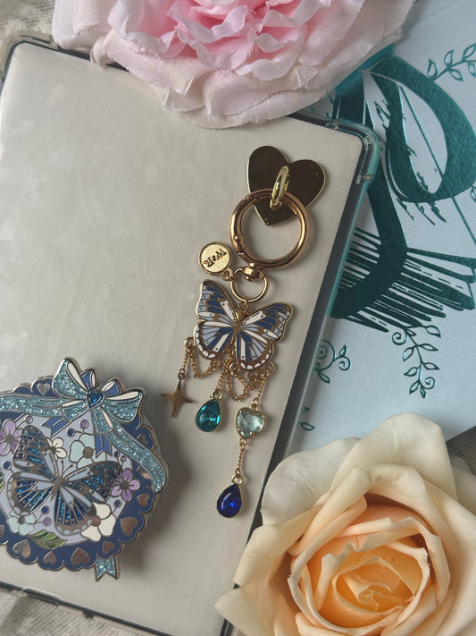 Blue Butterfly E-reader and Bag Charm