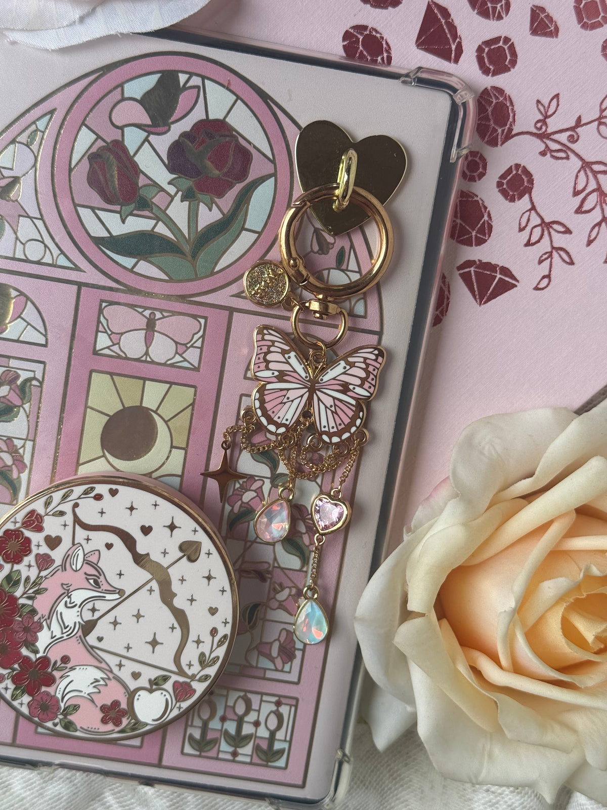 Pink Butterfly E-reader and Bag Charm