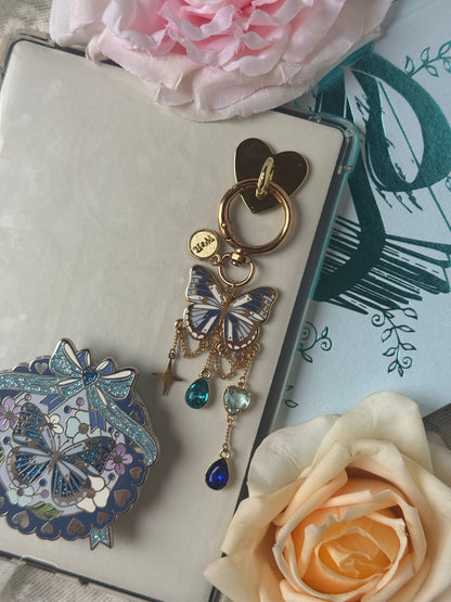 Blue Butterfly E-reader and Bag Charm