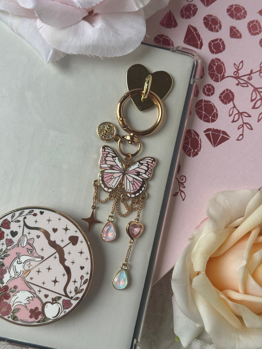Pink Butterfly E-reader and Bag Charm