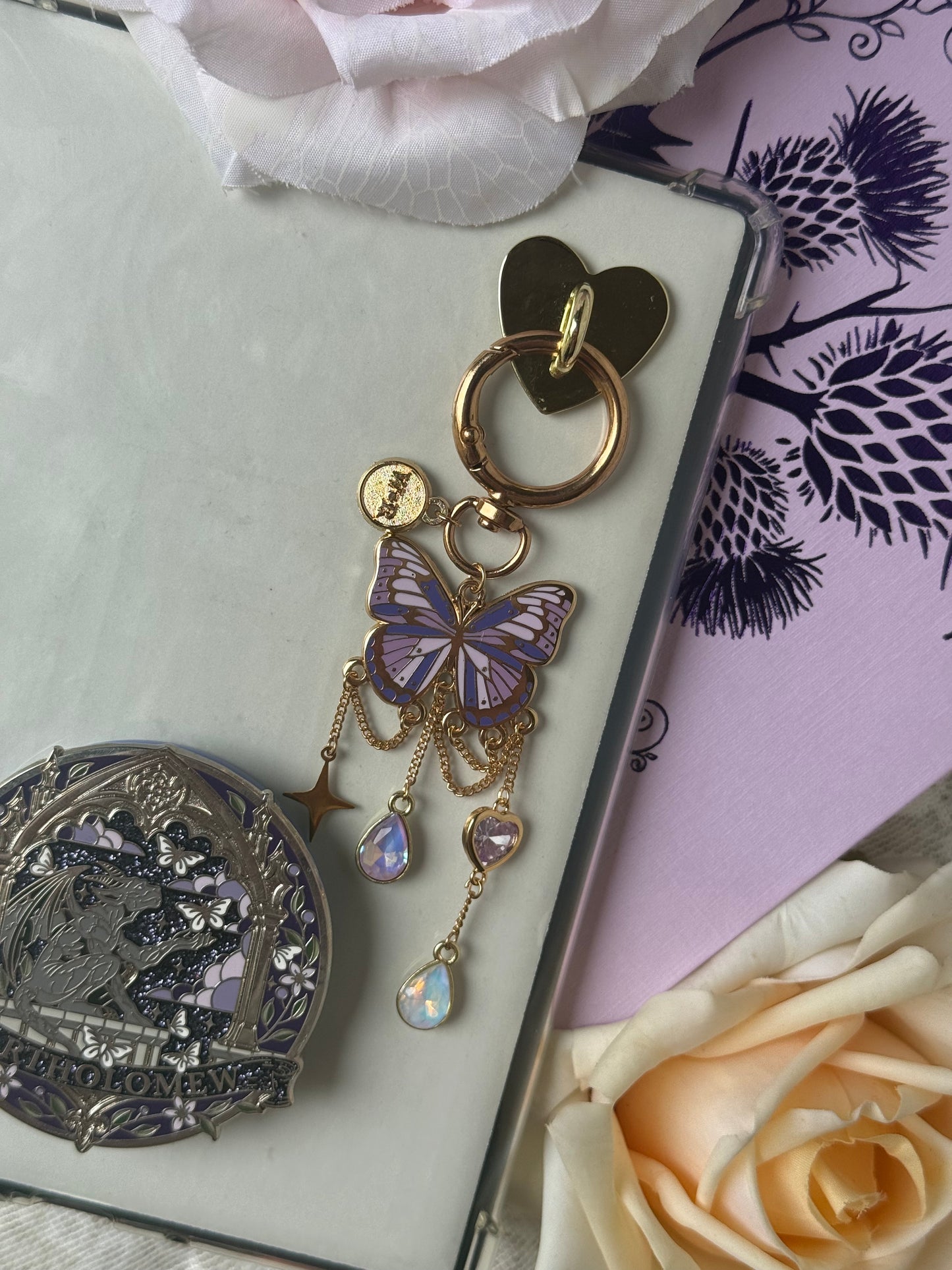 Purple Butterfly E-reader and Bag Charm