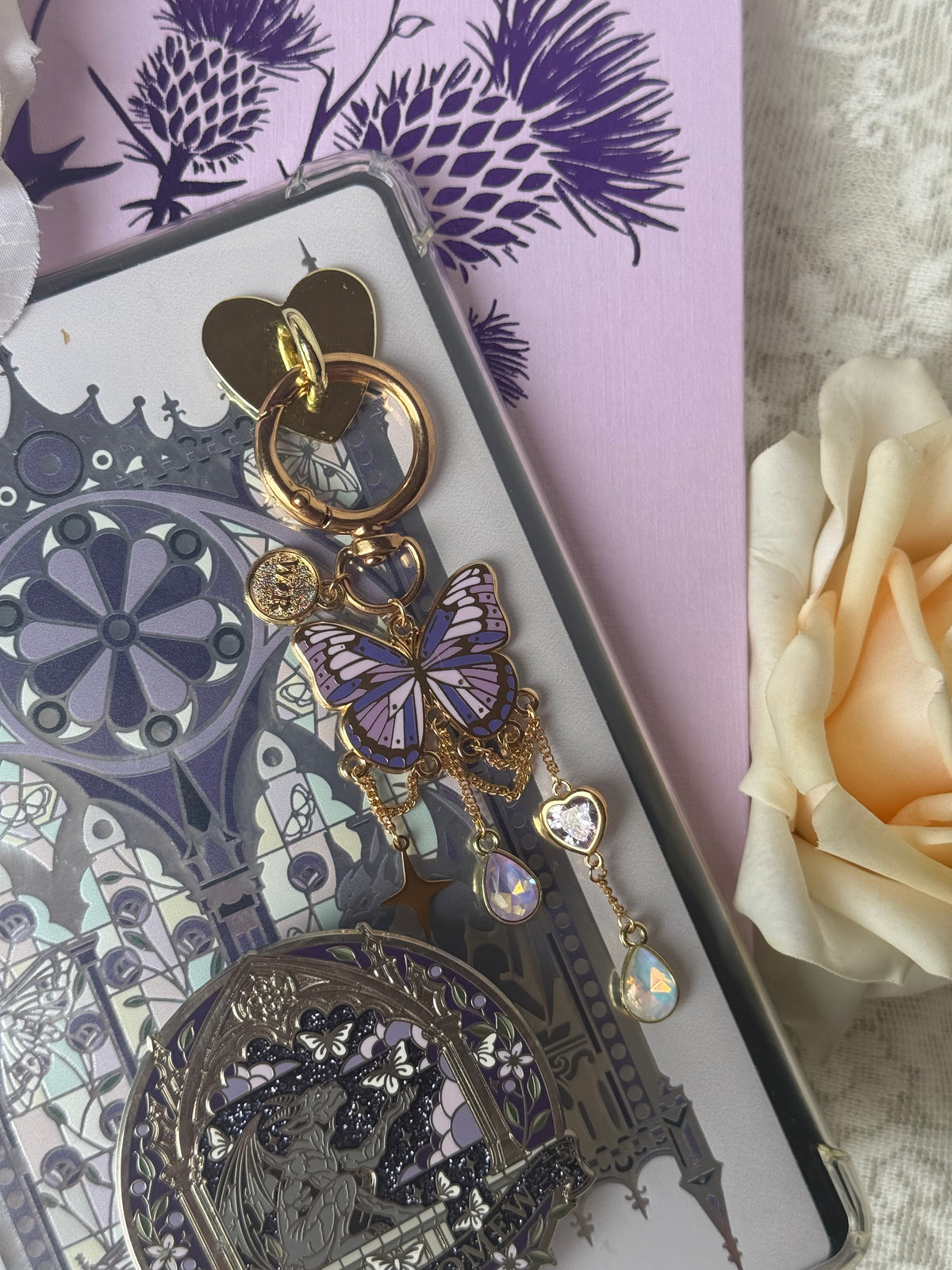 Purple Butterfly E-reader and Bag Charm